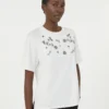Jersey T-shirt met print en borduursels, wit Jersey T-shirt met print en borduursels, wit