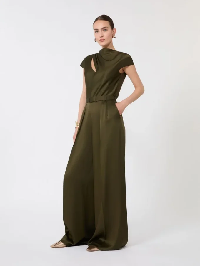 Jumpsuit van Envers-satijn, mosgroen