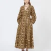Jurk van bedrukt katoenpopeline, naturel Jurk van bedrukt katoenpopeline, naturel