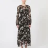 Jurk van bedrukte chiffon, zwart Jurk van bedrukte chiffon, zwart