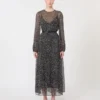Jurk van bedrukte chiffon, zwart Jurk van bedrukte chiffon, zwart