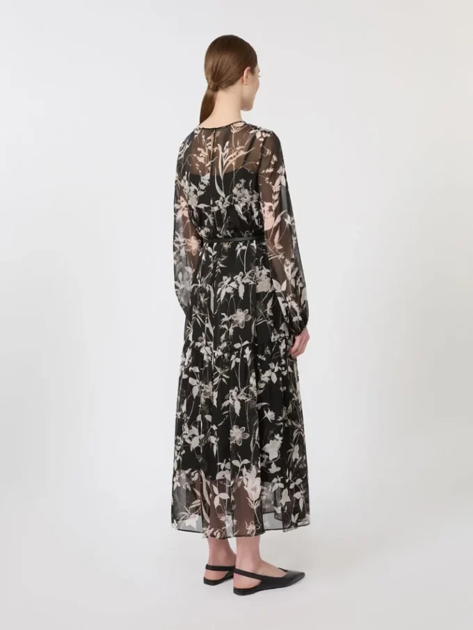 Jurk van bedrukte chiffon, zwart Jurk van bedrukte chiffon, zwart