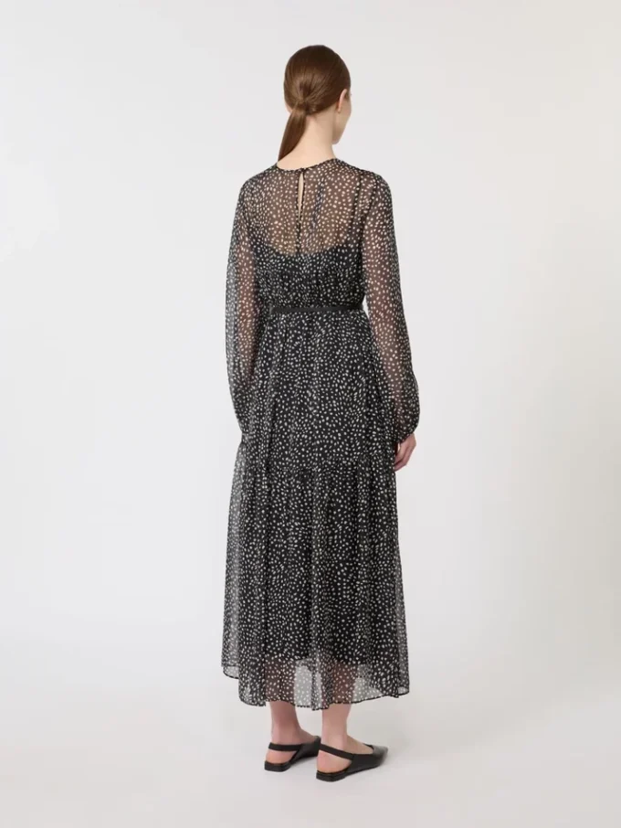Jurk van bedrukte chiffon, zwart Jurk van bedrukte chiffon, zwart