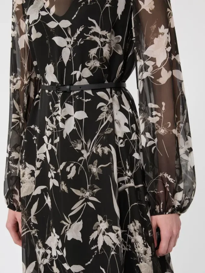 Jurk van bedrukte chiffon, zwart Jurk van bedrukte chiffon, zwart