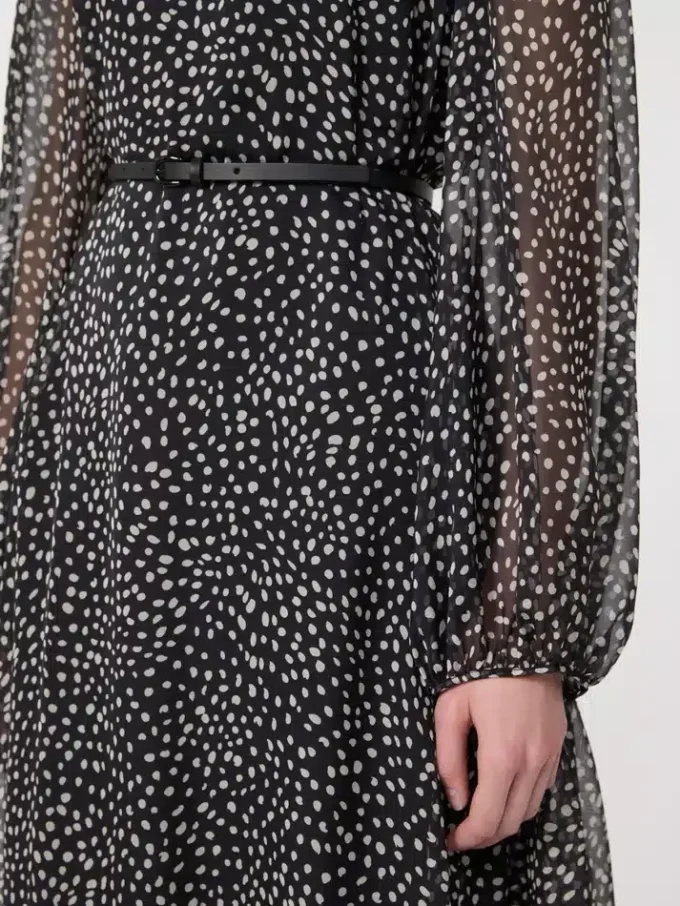 Jurk van bedrukte chiffon, zwart Jurk van bedrukte chiffon, zwart