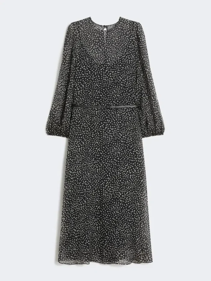 Jurk van bedrukte chiffon, zwart Jurk van bedrukte chiffon, zwart