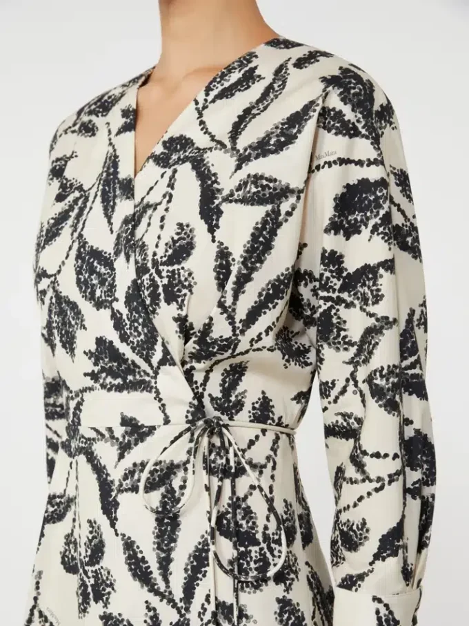 Jurk van bedrukte popeline, beige Jurk van bedrukte popeline, beige