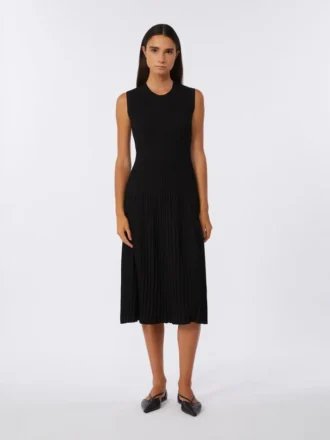 Jurk van viscose crêpe, zwart