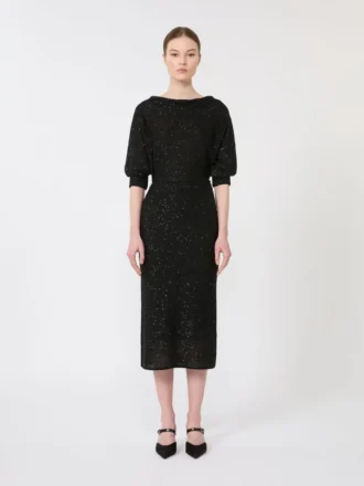 Jurk van viscose met pailletten, zwart