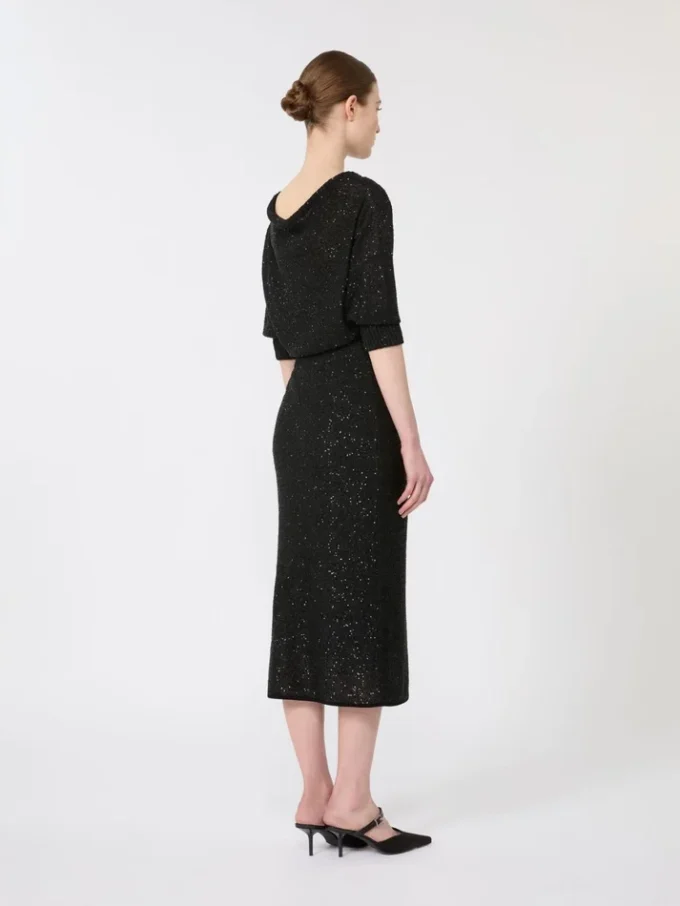 Jurk van viscose met pailletten, zwart Jurk van viscose met pailletten, zwart