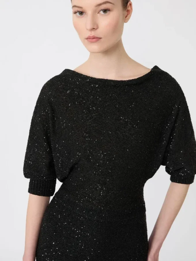 Jurk van viscose met pailletten, zwart Jurk van viscose met pailletten, zwart