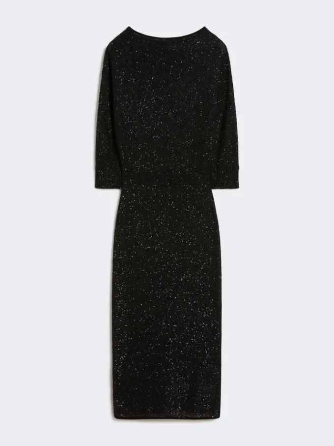Jurk van viscose met pailletten, zwart Jurk van viscose met pailletten, zwart