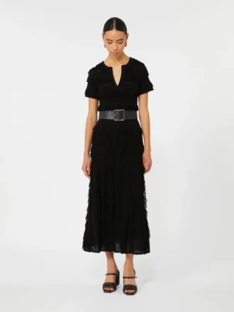 Jurk van viscose met patroon, zwart