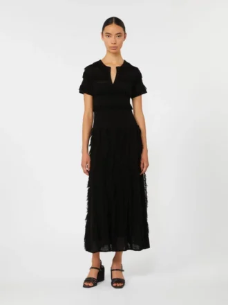 Jurk van viscose met patroon, zwart