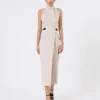 Jurk van wol en katoenen canvas, beige