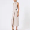 Jurk van wol en katoenen canvas, beige