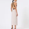 Jurk van wol en katoenen canvas, beige