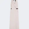 Jurk van wol en katoenen canvas, beige