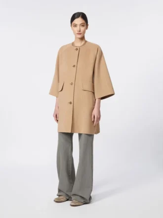 Kamelkleurige jas van broadcloth, hazelnootbruin