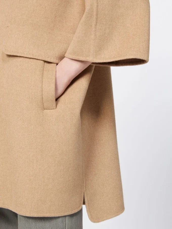 Kamelkleurige jas van broadcloth, hazelnootbruin