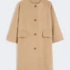 Kamelkleurige jas van broadcloth, hazelnootbruin