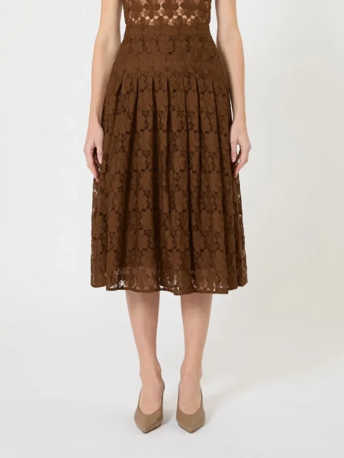 Kanten midi-rok, chocoladebruin Kanten midi-rok, chocoladebruin