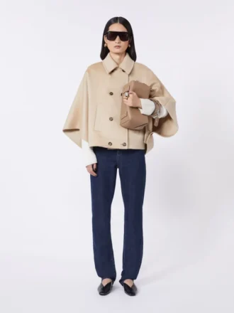 Kashmir cape met boxy-pasvorm, albino