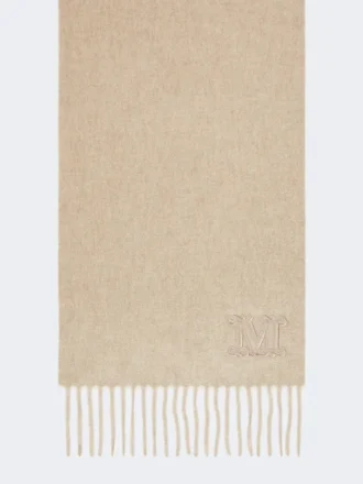 Kasjmier stola met geborduurd monogram, beige
