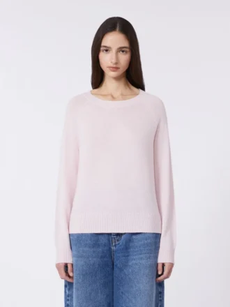 Kasjmier trui met ronde hals, roze