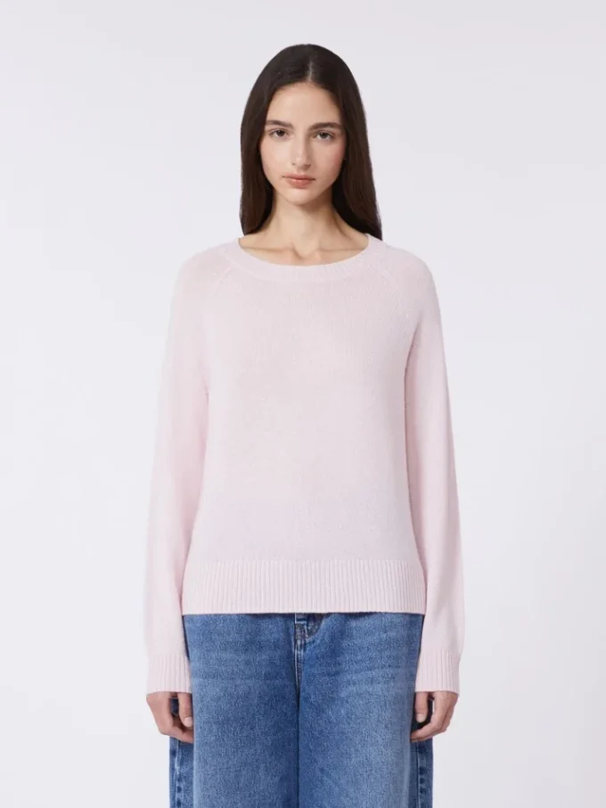 Kasjmier trui met ronde hals, roze