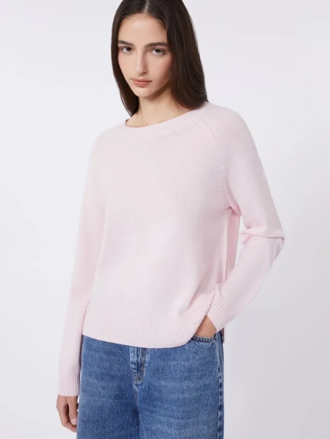 Kasjmier trui met ronde hals, roze