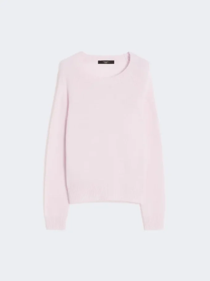Kasjmier trui met ronde hals, roze