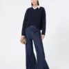 Kasjmier trui met V-hals, marineblauw