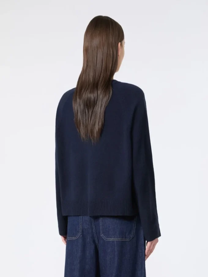 Kasjmier trui met V-hals, marineblauw