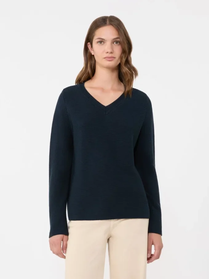 Katoenen boxy trui, marineblauw