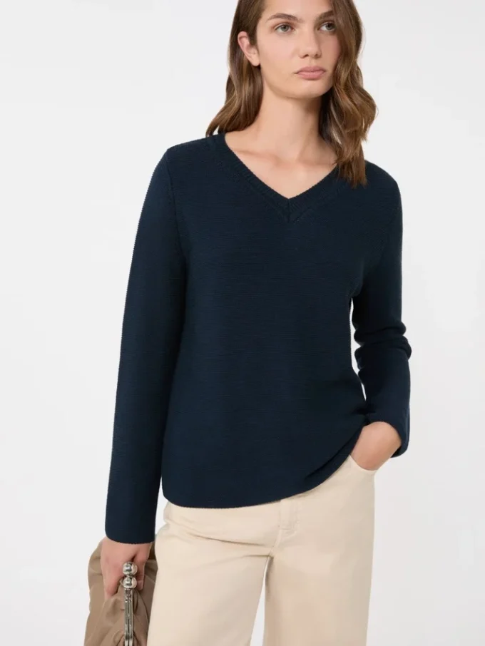 Katoenen boxy trui, marineblauw