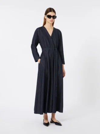Katoenen denimjurk met riem, ultramarijn