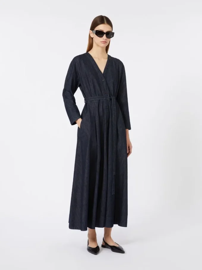 Katoenen denimjurk met riem, ultramarijn Katoenen denimjurk met riem, ultramarijn