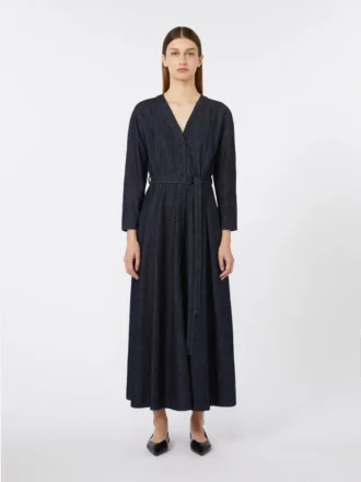 Katoenen denimjurk met riem, ultramarijn