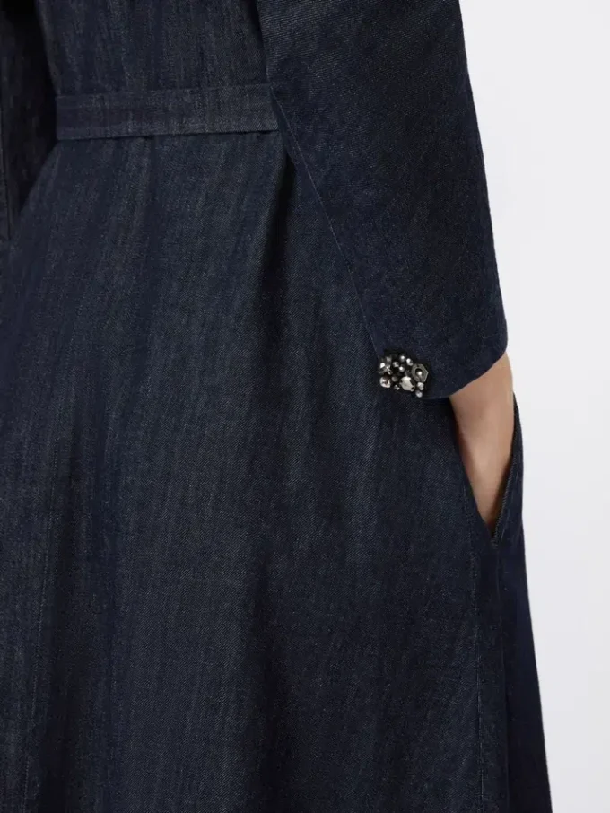 Katoenen denimjurk met riem, ultramarijn Katoenen denimjurk met riem, ultramarijn