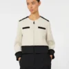 Katoenen en linnen jasje met mandpatroon, beige Katoenen en linnen jasje met mandpatroon, beige