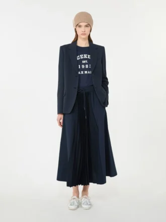 Katoenen jersey blazer, marineblauw
