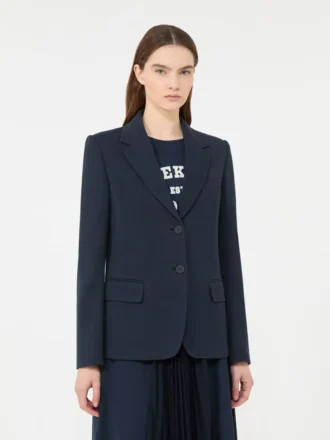Katoenen jersey blazer, marineblauw