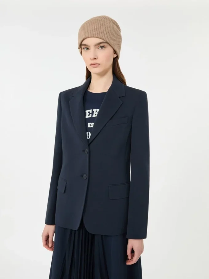 Katoenen jersey blazer, marineblauw Katoenen jersey blazer, marineblauw