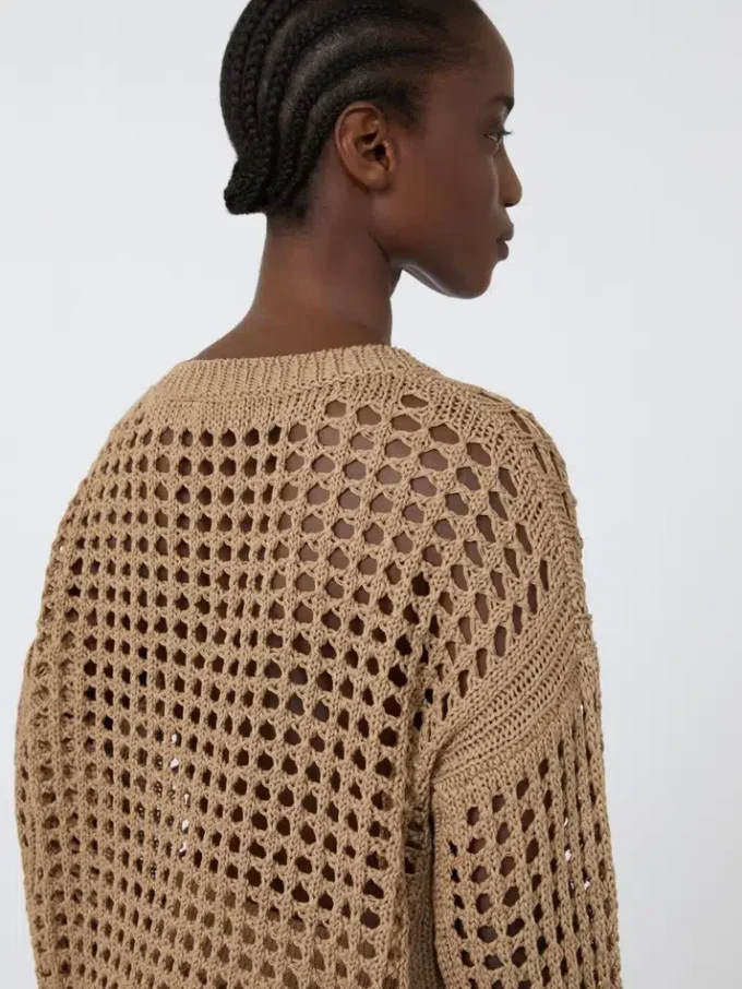 Katoenen mesh-trui, desert Katoenen mesh-trui, desert