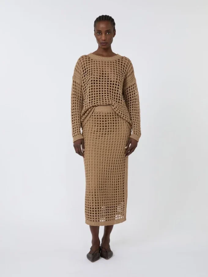 Katoenen rok met mesh, desert