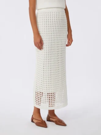 Katoenen rok met mesh, optisch wit