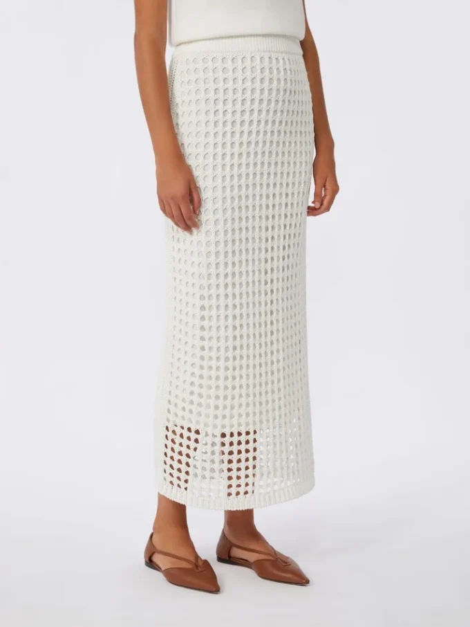 Katoenen rok met mesh, optisch wit Katoenen rok met mesh, optisch wit