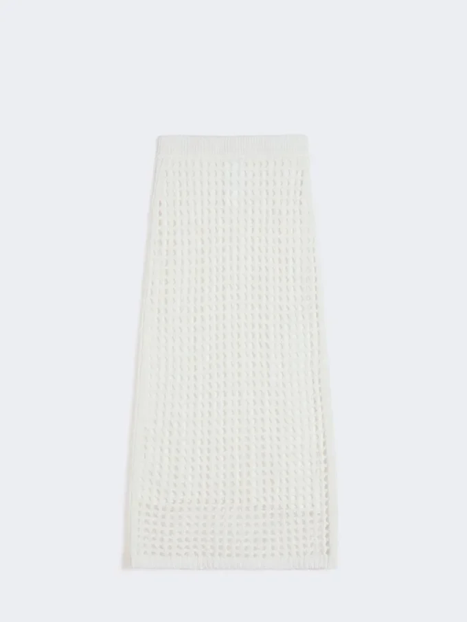 Katoenen rok met mesh, optisch wit Katoenen rok met mesh, optisch wit