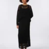 Katoenen rok met mesh, zwart